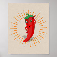 Red Pepper Diva avec Vintage Sunburst Dessin Fourr