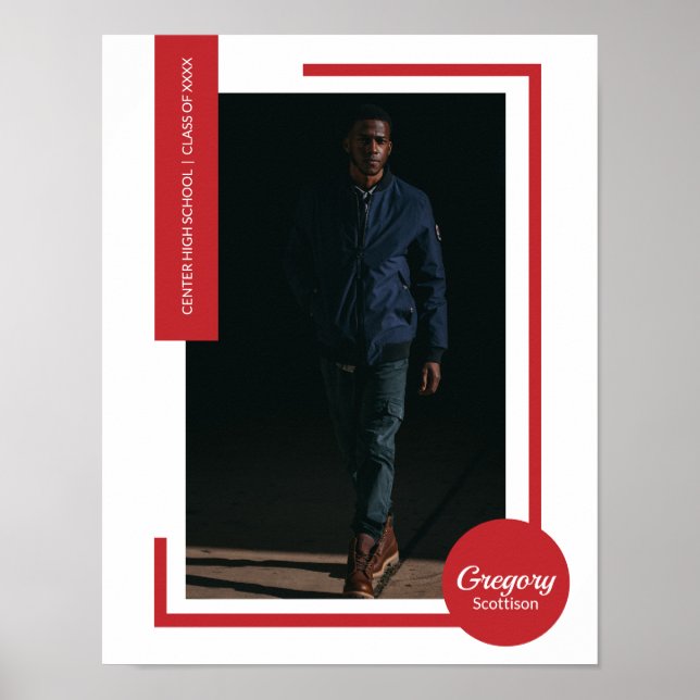 Poster Red Photo Modern Graduation (Devant)