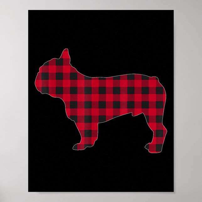 Poster Red Plaid French Bulldog Dog Lover Matching Christ (Devant)