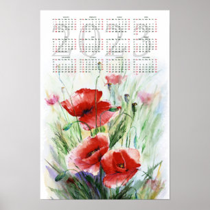 Poster Red Poppies, Calendrier 2023