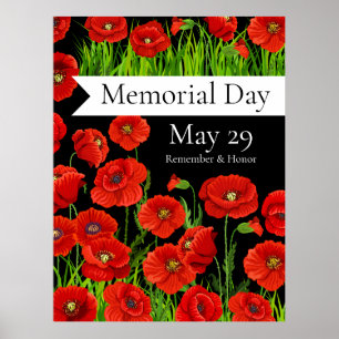Poster Red Poppies Memorial Day