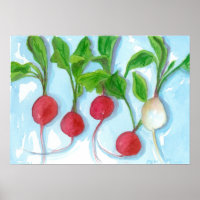 Red Radis Garden Vegetable Aquarelle Art