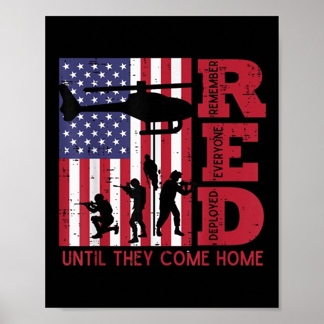 Poster Red Rappelez-vous tous déployé Drapeau Hélicoptère (Devant)