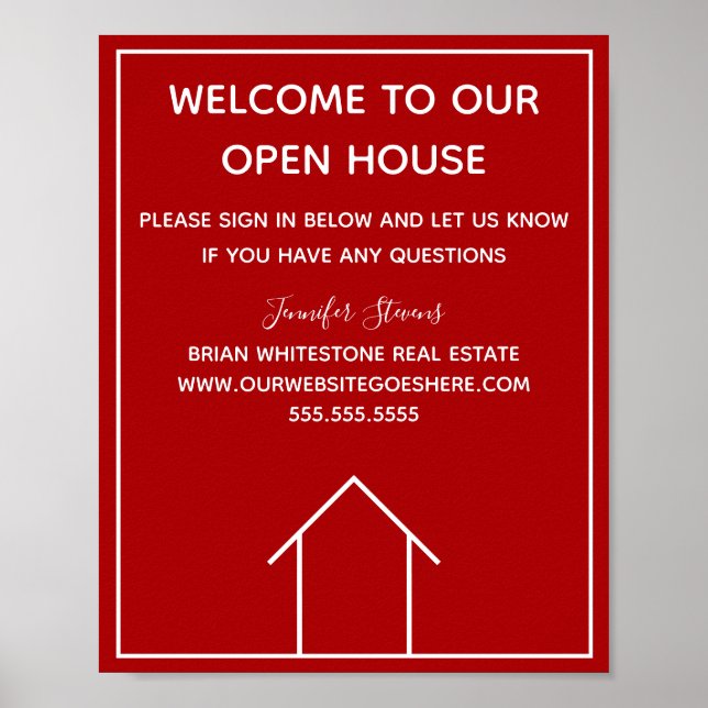 Poster Red Real Estate Company Custom Open House (Devant)