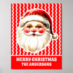 Poster Red Retro Santa Claus Red Ric Rac Famille Noël