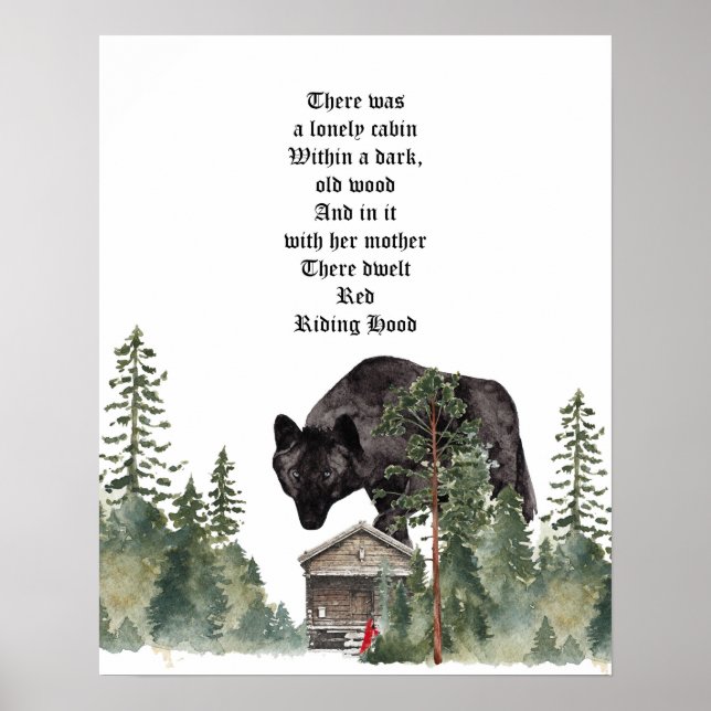 Poster Red Riding Hood Wolf Art (Devant)