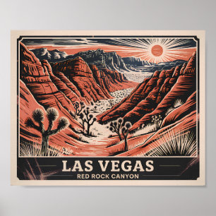 Poster Red Rock Canyon Nevada Retro Paysage Vintage WPA