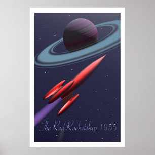 Poster Red Rocketship