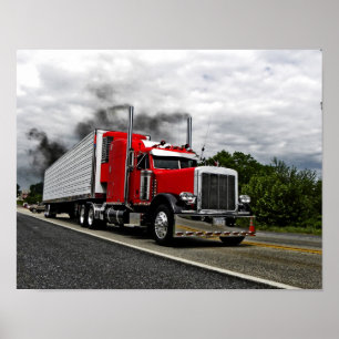 Poster Red & Rollin' Peterbilt