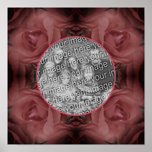 Poster Red Rose Flower Nature Frame Ajouter Votre Photo (Devant)