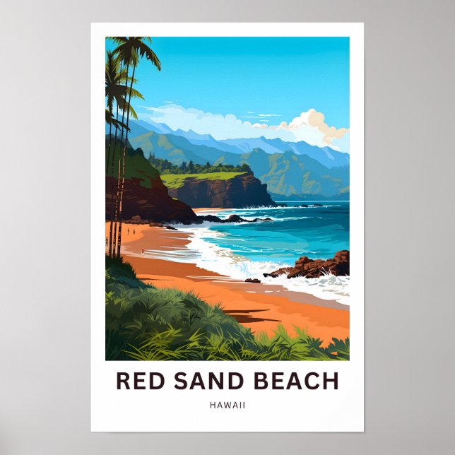 Poster Red Sand Beach Hawaii Imprimer voyage (Devant)