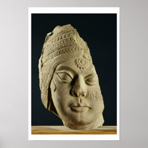 Poster Red sandstone head of Yakshi, Bharhut, 2nd century