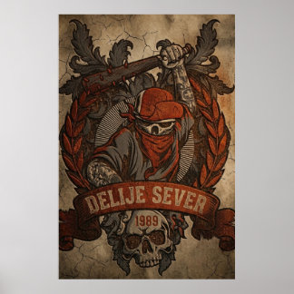 Poster Red Star Belgrade Delije Sever 1989