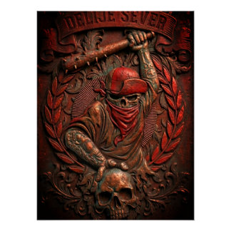 Poster Red Star Belgrade Ultras Hooligan Embossed