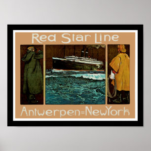 Poster Red Star Line ~ Antwerpen-New York