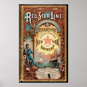 Poster Red Star Line NYC Anvers Steamships Publicité