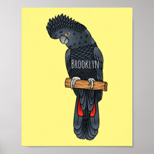 Poster Red-tailed black cockatoo bird cartoon