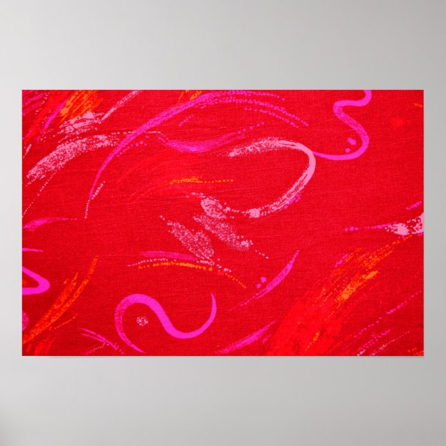 Poster Red Textured Background with Squiggles and Shapes (Devant)