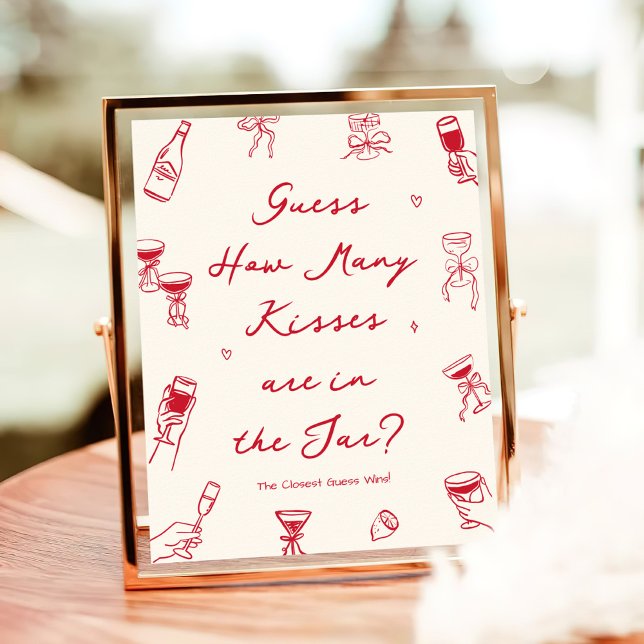 Poster Red Thats Amore Fête des mariées Devine Combien Ki (Créateur téléchargé)