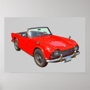 Poster Red Triumph Tr4 Convertible Sports Car