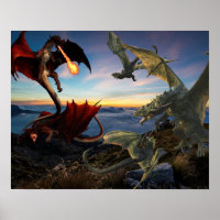 Red vs Green Dragons Bataille Imaginaire Combat