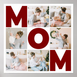Poster Red & White 6 Photo Collage Maman