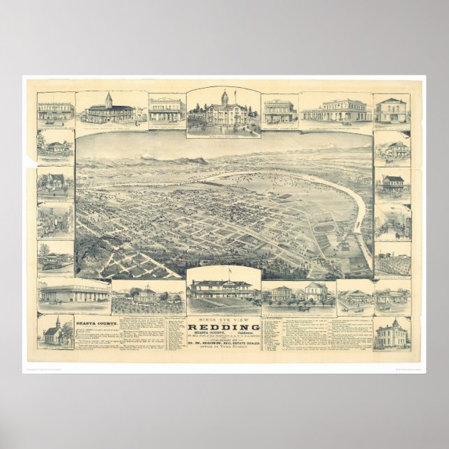 Poster Redding, CA. Carte panoramique (1393A) (Devant)