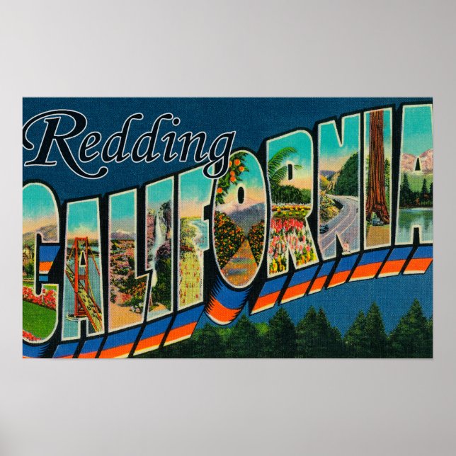 Poster Redding, Californie - Scènes de grandes lettres (Devant)