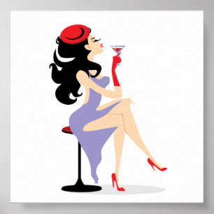 POSTER REDHAT09 FASHIONISTA DIVA RED CASQUETTE HEELS PURP