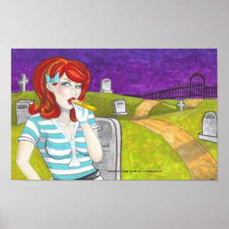 Poster Redhead w Kazoo in Graveyard dessin d'affiche d'ar