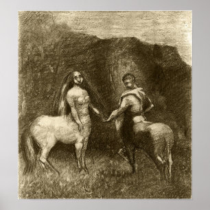 Poster Redon - The Couple Of Centaures 1885