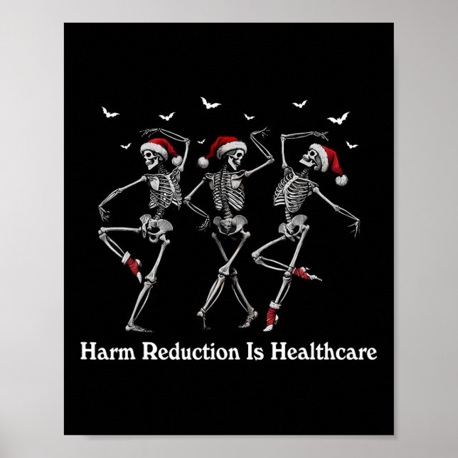 Poster Réduction des dommages Skeleton Danser Noël Overdo (Devant)