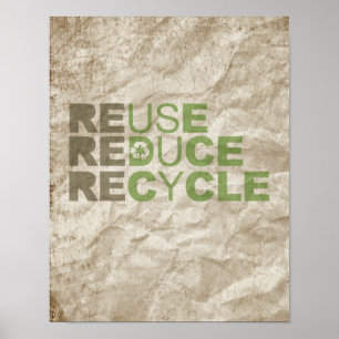 POSTER RÉDUIRE LE RECYCLE DE RÉUTILISATION -
