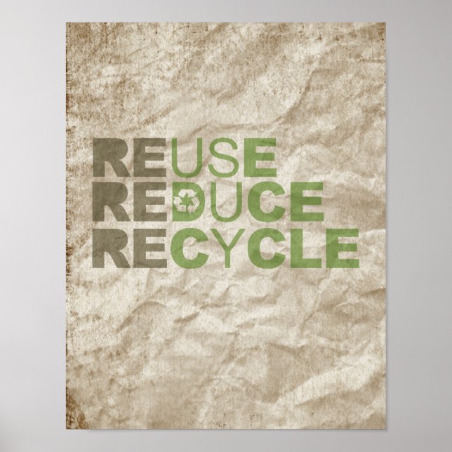 POSTER RÉDUIRE LE RECYCLE DE RÉUTILISATION - (Devant)
