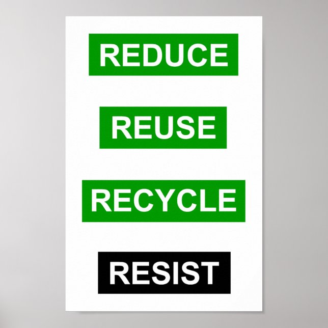 Poster Réduire réutiliser l'affiche Résister (Devant)
