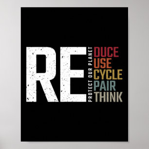Poster Réduire réutiliser Recycle Rethink Repair Jour des