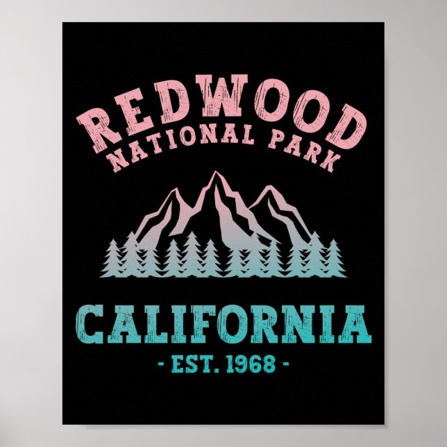 Poster Redwood National Park California Gradient (Devant)