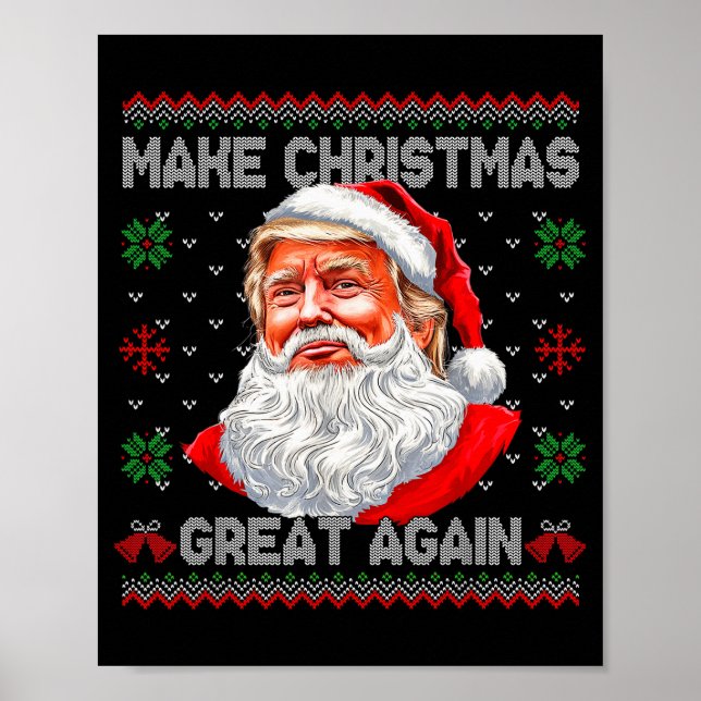 Poster Refaire Noël Grande Encore Drôle Santa Trump Moche (Devant)