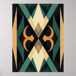 Poster Reflective Diamond Crescent Abstract Modern Art