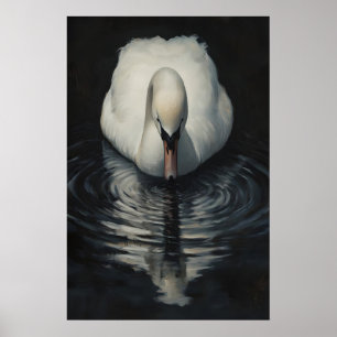 Poster Reflet artistique du majestueux cygne, élégant cyg