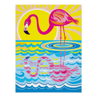 Poster Reflet de flamant rose