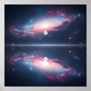 Poster Reflet de galaxie sous le ciel cosmique éclairé pa