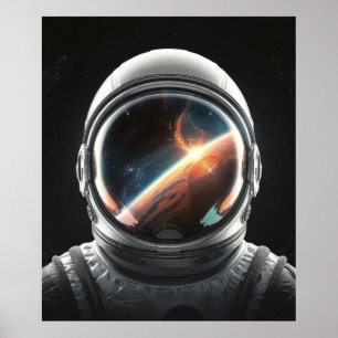 Poster Reflet de la casque d'astronaute de l'Univers