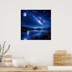 Poster Reflet de la Voie lactée au clair de lune — Paysag