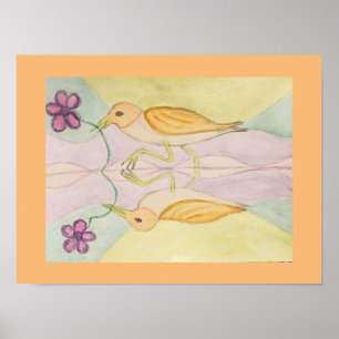 Poster reflet des oiseaux