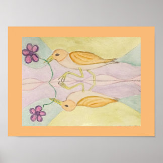 Poster reflet des oiseaux