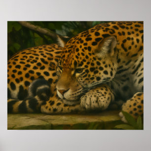 Poster Reflet Jaguar - Serene Wildlife Art Print