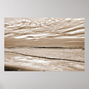 Poster reflet sépia et vagues calmes