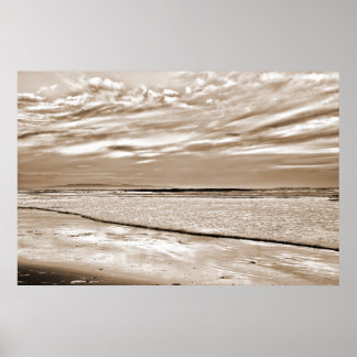 Poster reflet sépia et vagues calmes