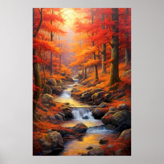 Poster Reflet soleil automne Maple Forest Fine Art